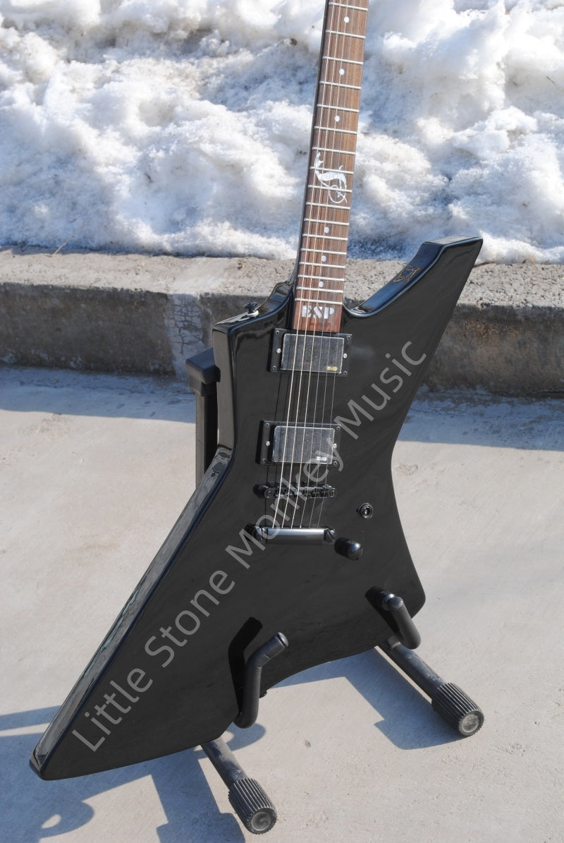 Black Glossy Electric Guitar 6-String Customize  High Quality irregular Guitar