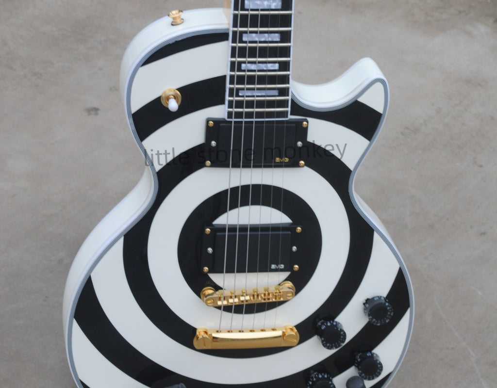 Factory Customized    Electric Guitar with Vintage Vintage Red and white circles black and white circles  Electric Guitarop380 381#