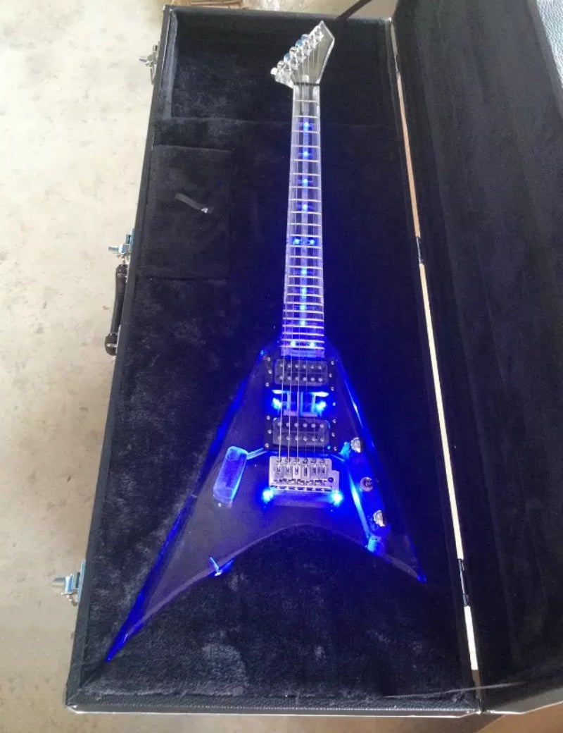 Customize Acrylic Body Electric Guitar with Blue LED Lights LSM140