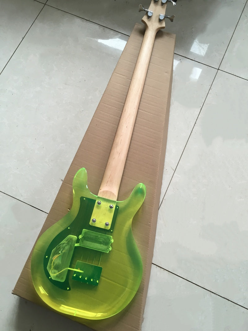 Customize Acrylic Body Fluorescent Green Electric Guitar LSM116