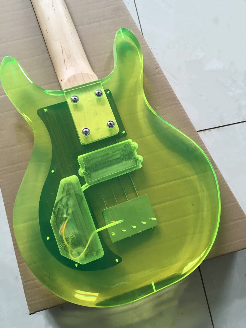 Customize Acrylic Body Fluorescent Green Electric Guitar LSM116