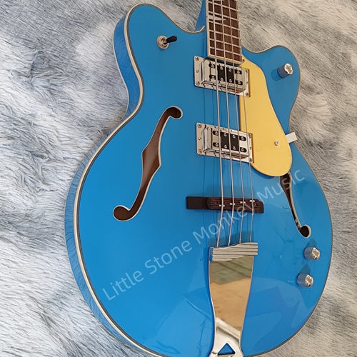 Classic 4 String  Bass Jazz Manchester Blue electric guitar -Jazz electric guitar - Custom model - Adjustable neck - Lime green - Rock mountain style - Hollow body Gre Series Z12#