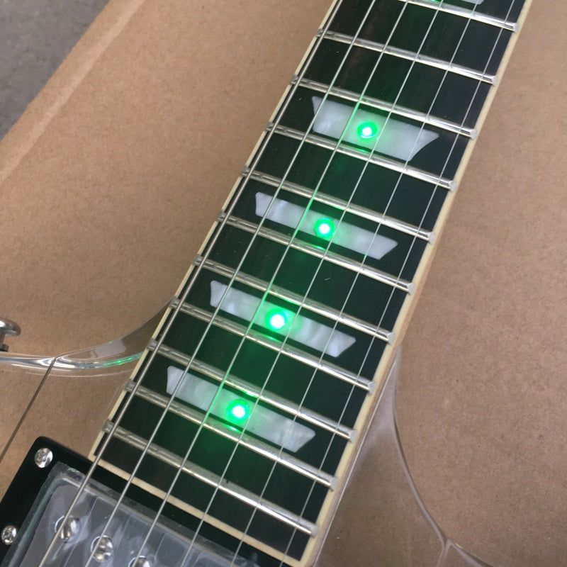 Customize Acrylic Body Electric Guitar with Green LED Lights LSM110