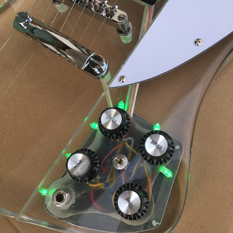 Customize Acrylic Body Electric Guitar with Green LED Lights LSM110