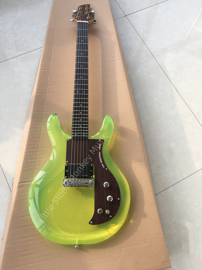 Customize Acrylic Body Fluorescent Green Electric Guitar LSM129