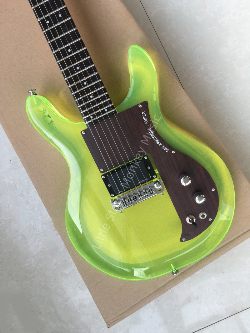 Customize Acrylic Body Fluorescent Green Electric Guitar LSM129
