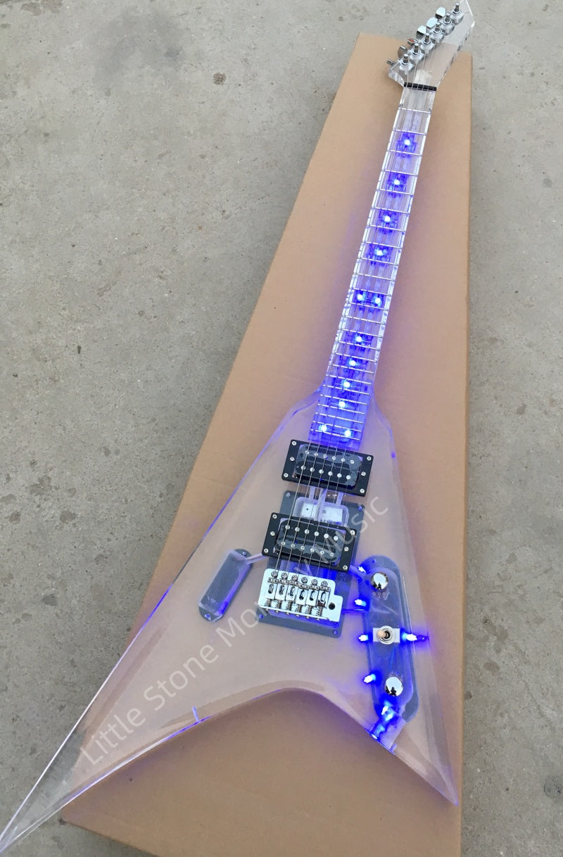Customize Acrylic Body Electric Guitar with Blue LED Lights LSM140