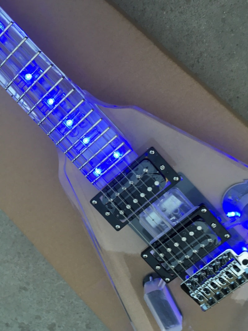 Customize Acrylic Body Electric Guitar with Blue LED Lights LSM140