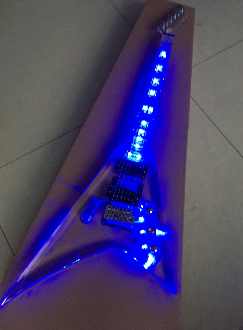 Customize Acrylic Body Electric Guitar with Blue LED Lights LSM140