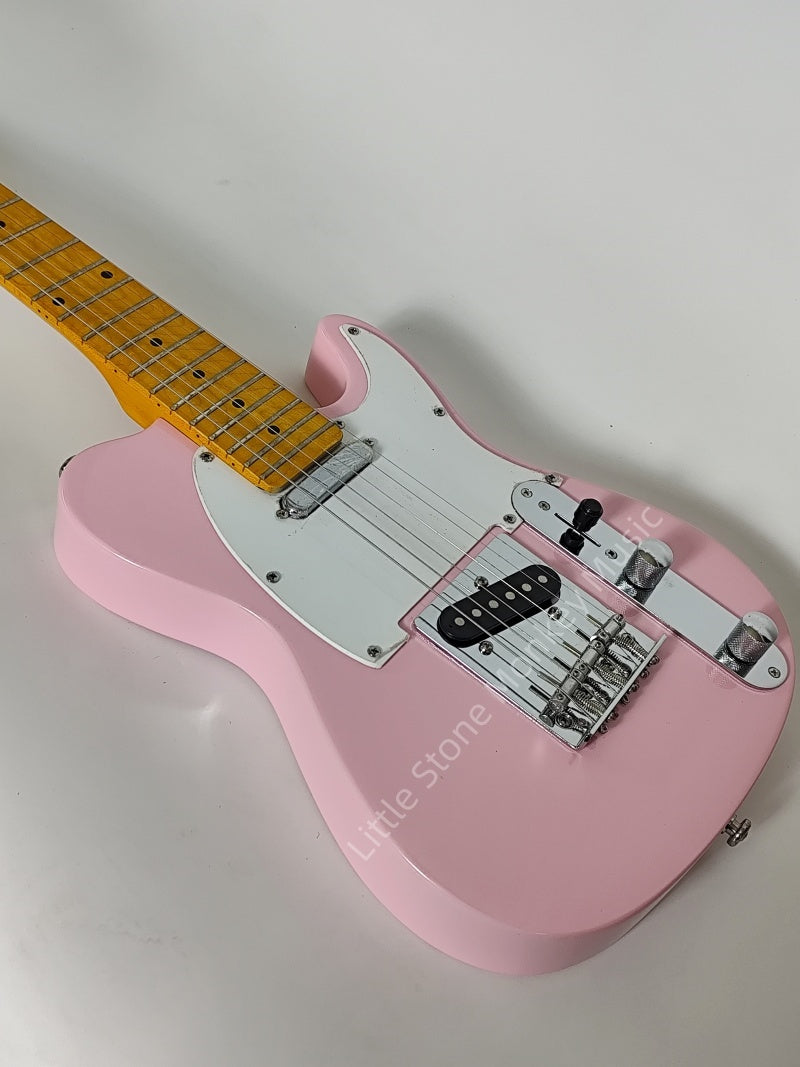 Pink  Color Electric Guitar Yellow  Color  Electric Guitar TL British Qunicy electric guitar with right hand design, standard TL style, Cape Island pink color, timeless classic design, 6 strings. Fen TL Z17#