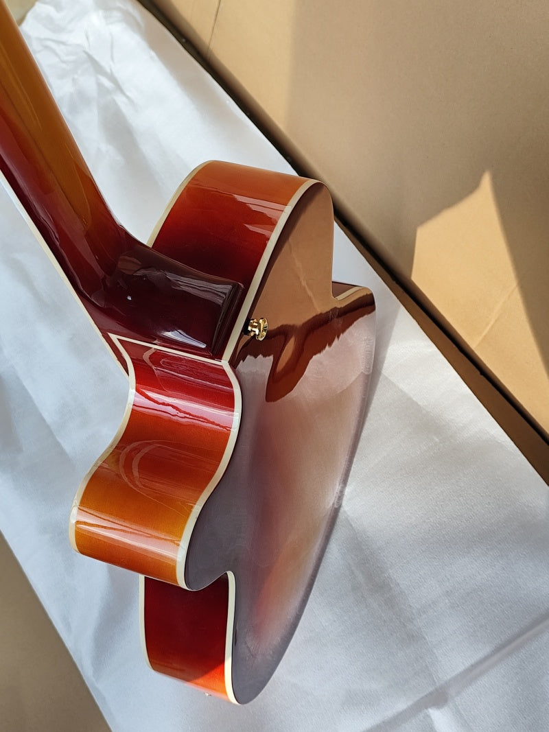 Sunburst  Semi-Hollow Body Electric Guitar Custom Chaobo Warm-toned Sunset Color Hollow Body Electric Jazz music Bass with Quilted Maple Top Gib ES 355#   Z22#