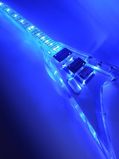 Custom Acrylic Body Electric Guitar Lightning   Headless Solid Acrylic Body Electric Guitar Clear Acrylic Guitar: Transparent Design for Musicians 2026  Gib Flying V Z9#