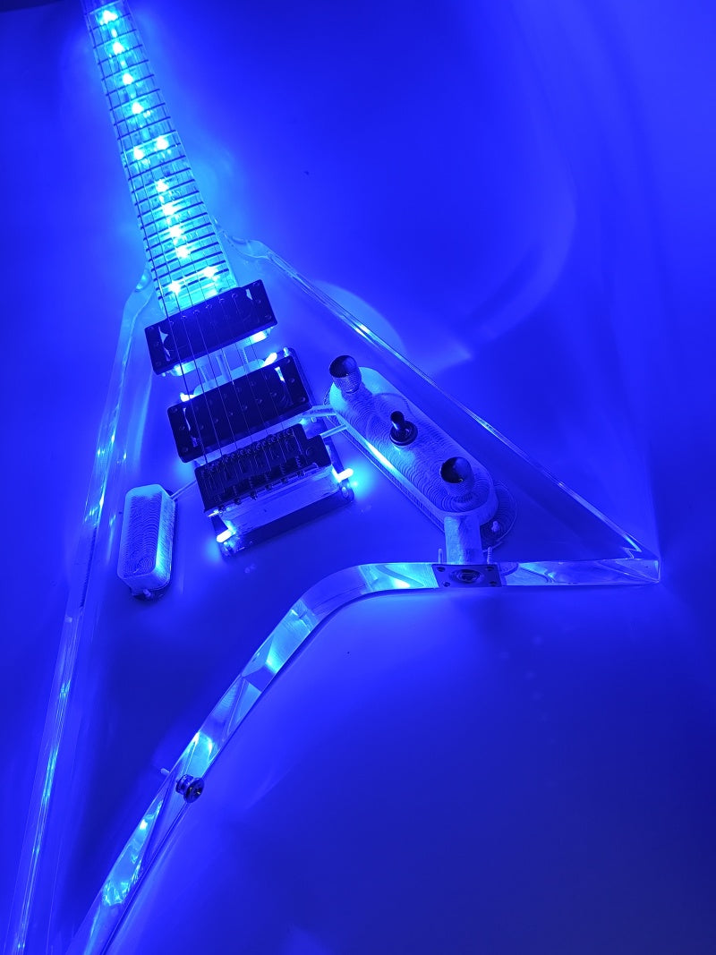 Custom Acrylic Body Electric Guitar Lightning   Headless Solid Acrylic Body Electric Guitar Clear Acrylic Guitar: Transparent Design for Musicians 2026  Gib Flying V Z9#