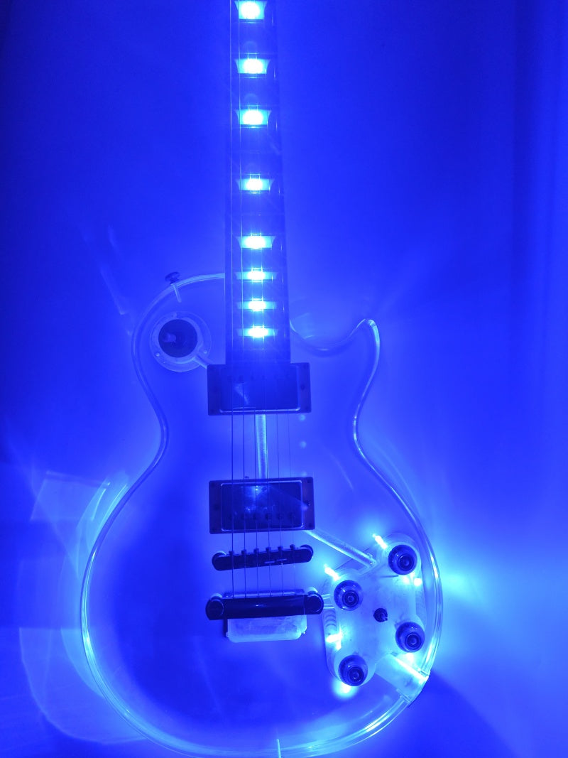 Custom Transparent Acrylic Body Electric Guitar with Blue  LP  LED Lights 6 string Gib LP  Z5#