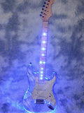 Custom Acrylic Body Electric Guitar ST  Lightning  Fully transparent acrylic (crystal plexiglass), with built-in blue LED backlighting  2026  Fen ST Z10#
