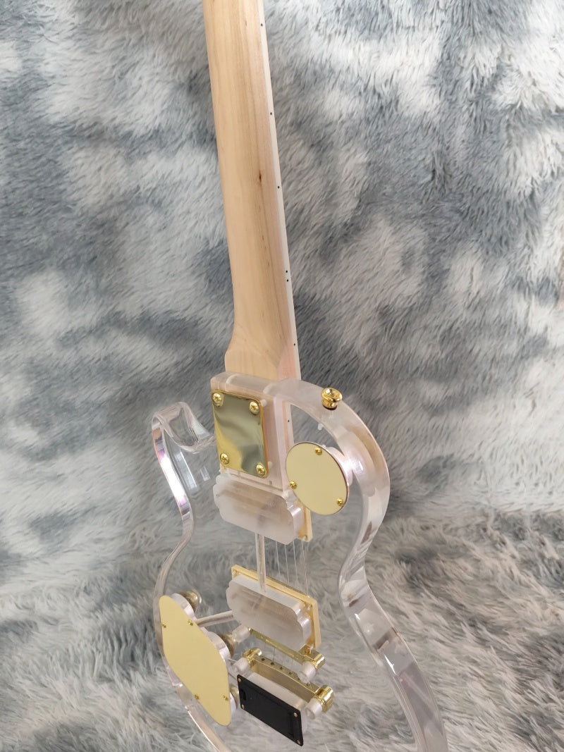 Custom Transparent Acrylic Body Electric Guitar with Blue  LP  LED Lights 6 string Gib LP  Z5#