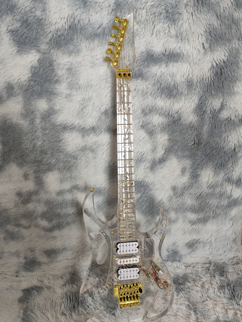 Custom Acrylic Body Electric Guitar Lightning   Fully transparent acrylic (crystal plexiglass), with built-in blue LED backlighting  2026  Fen ST Z11#