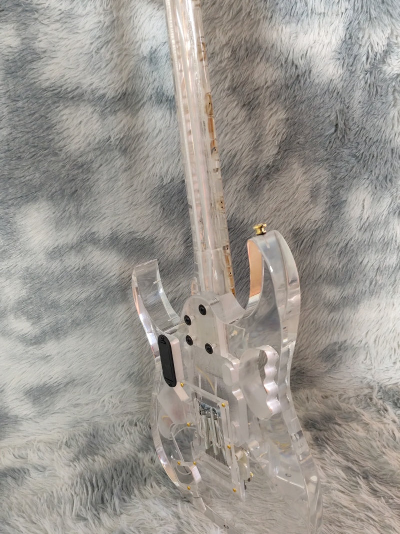 Custom Acrylic Body Electric Guitar Lightning   Fully transparent acrylic (crystal plexiglass), with built-in blue LED backlighting  2026  Fen ST Z11#