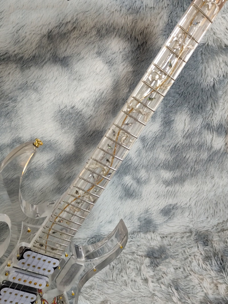Custom Acrylic Body Electric Guitar Lightning   Fully transparent acrylic (crystal plexiglass), with built-in blue LED backlighting  2026  Fen ST Z11#