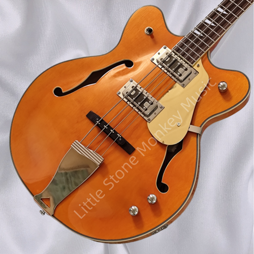 Classic 4 String  Bass Jazz West Orange electric guitar -Jazz electric guitar - Custom model - Adjustable neck - Lime green - Rock mountain style - Hollow body  Gre Series  Z11#