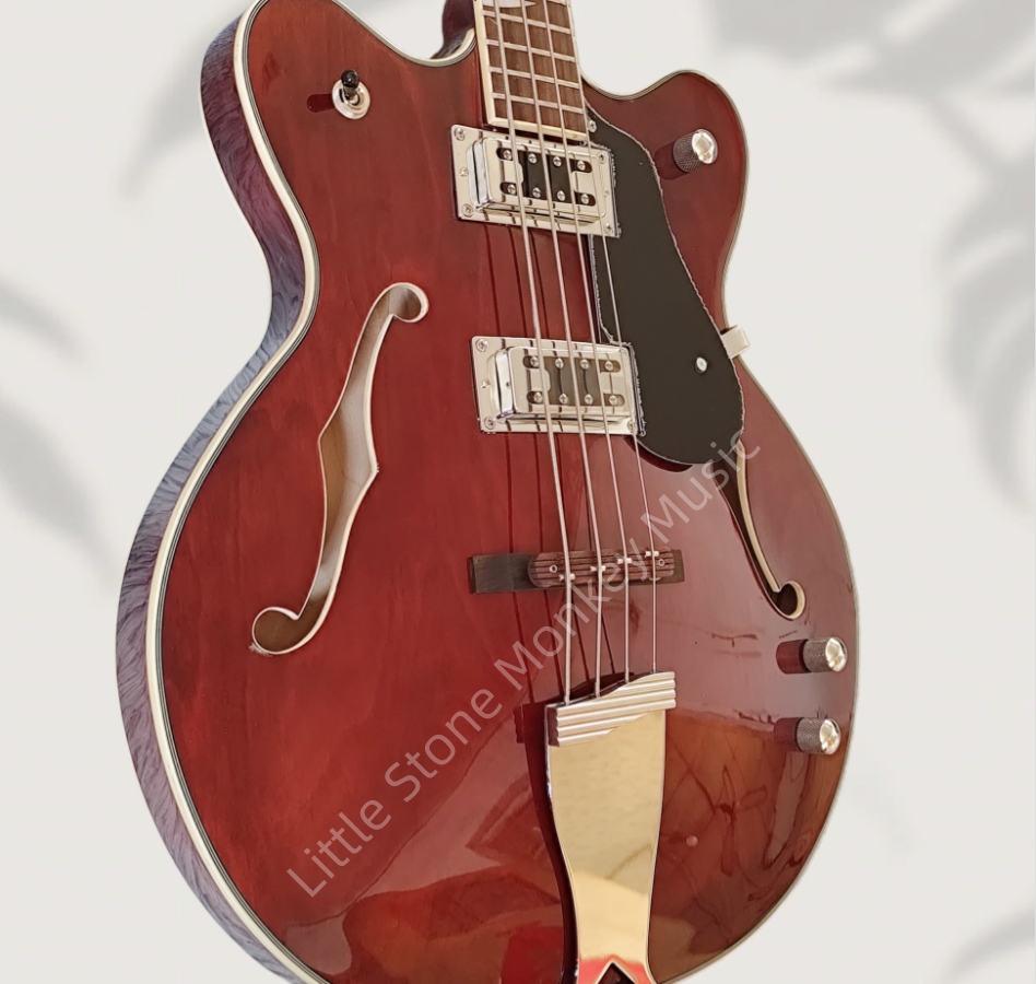 Classic 4 String Bass Jazz Manchester red electric guitar -Jazz electric guitar - Custom model - Adjustable neck - red - Rock mountain style - Hollow body Gre Series   Z14#