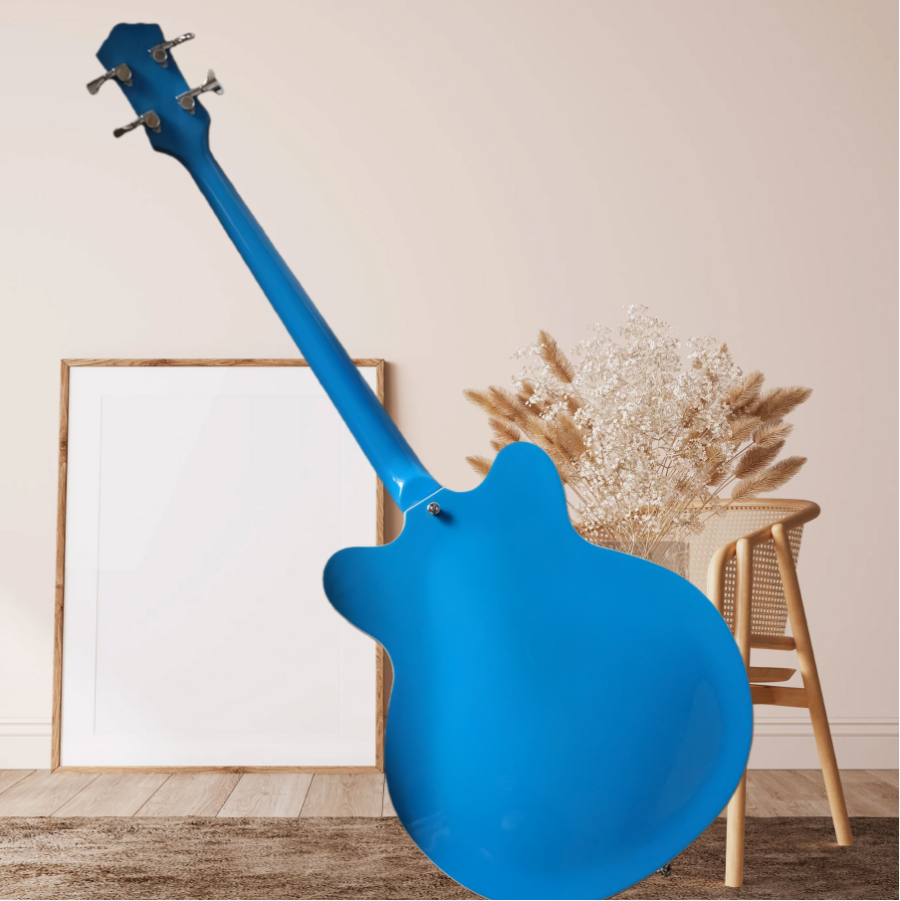 Classic 4 String  Bass Jazz Manchester Blue electric guitar -Jazz electric guitar - Custom model - Adjustable neck - Lime green - Rock mountain style - Hollow body Gre Series Z12#