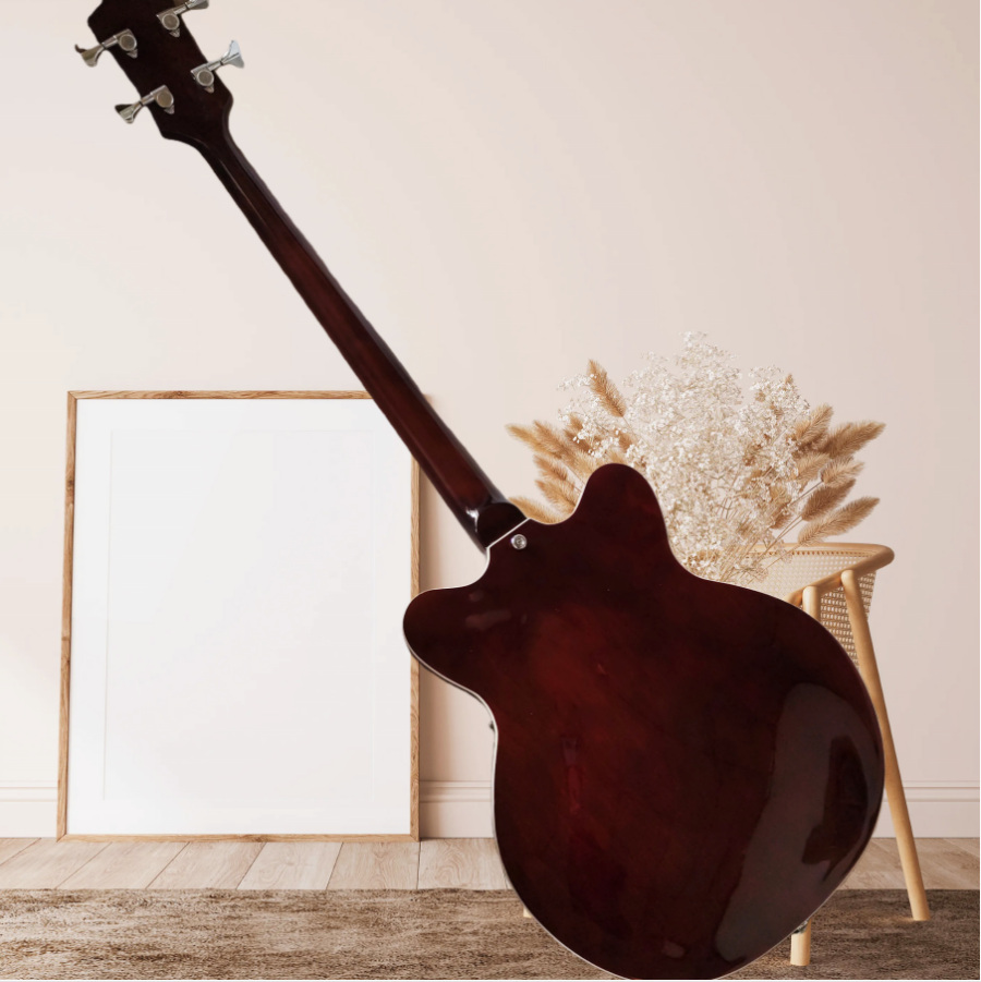 Classic 4 String Bass Jazz Manchester red electric guitar -Jazz electric guitar - Custom model - Adjustable neck - red - Rock mountain style - Hollow body Gre Series   Z14#