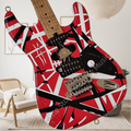 Custom Relic Electric Guitar  Striped Series Transition from black and white to a red background. Black vinyl protective cover. Heavy metal. Wild.  EVH Z8#