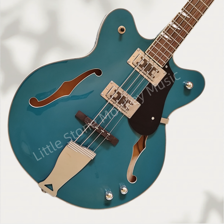 Classic 4 String Bass Jazz Manchester Blue electric guitar -Jazz electric guitar - Custom model - Adjustable neck - Lime green - Rock mountain style - Hollow body Gre Series   Z13#