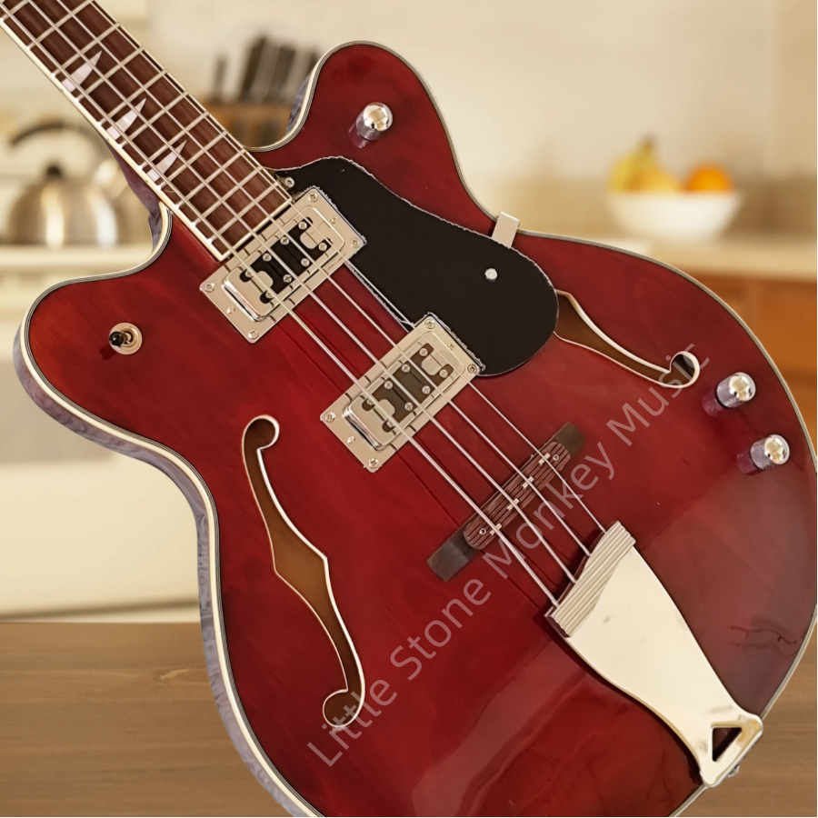 Classic 4 String Bass Jazz Manchester red electric guitar -Jazz electric guitar - Custom model - Adjustable neck - red - Rock mountain style - Hollow body Gre Series   Z14#