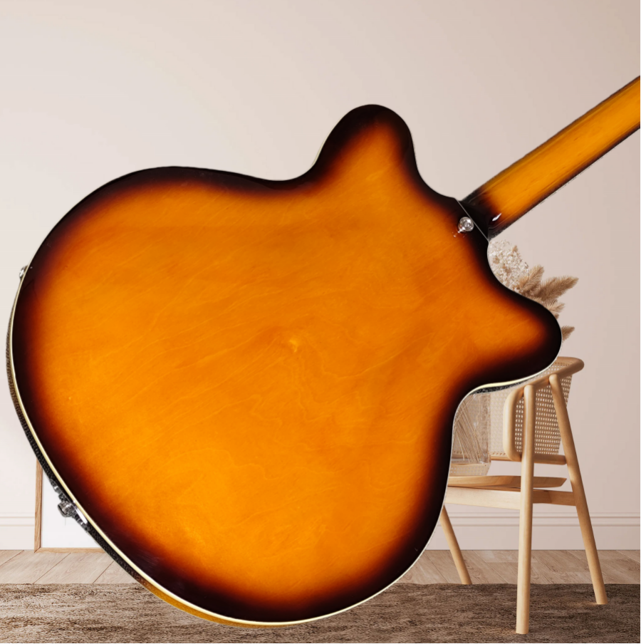Custom Chaobo Warm-toned Sunset Color Hollow Body Electric Jazz music Bass with Quilted Maple Top CT  Z4#