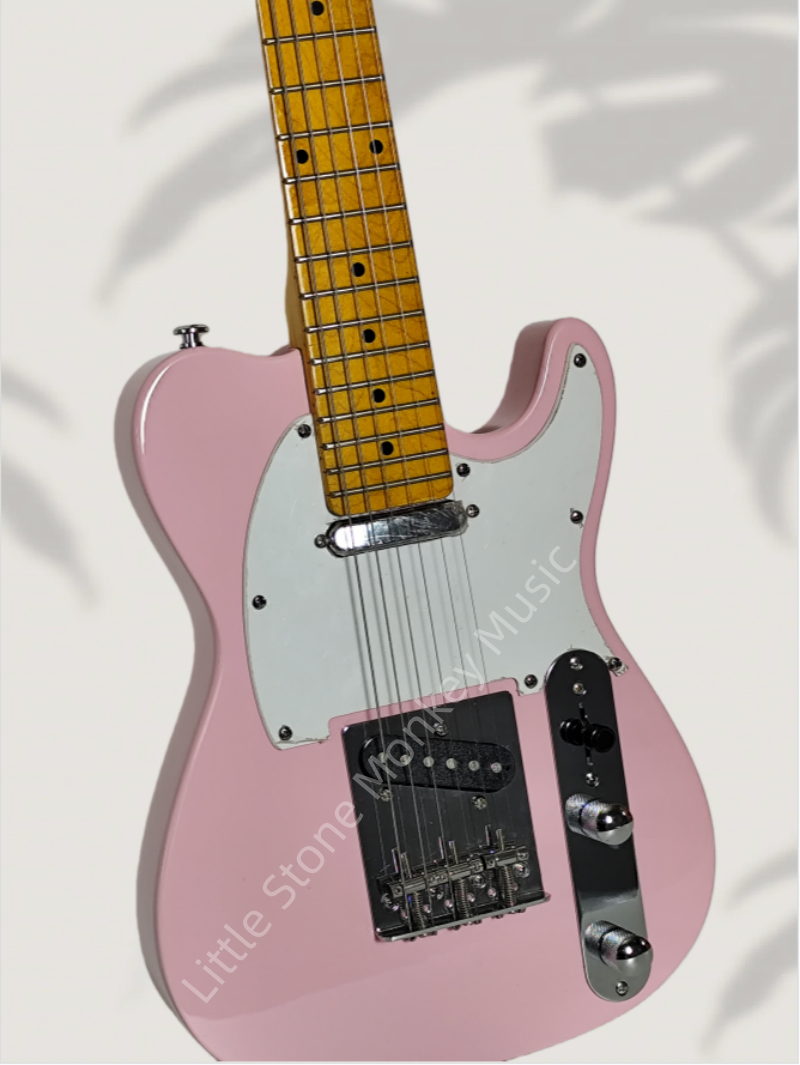 Pink  Color Electric Guitar Yellow  Color  Electric Guitar TL British Qunicy electric guitar with right hand design, standard TL style, Cape Island pink color, timeless classic design, 6 strings. Fen TL Z17#